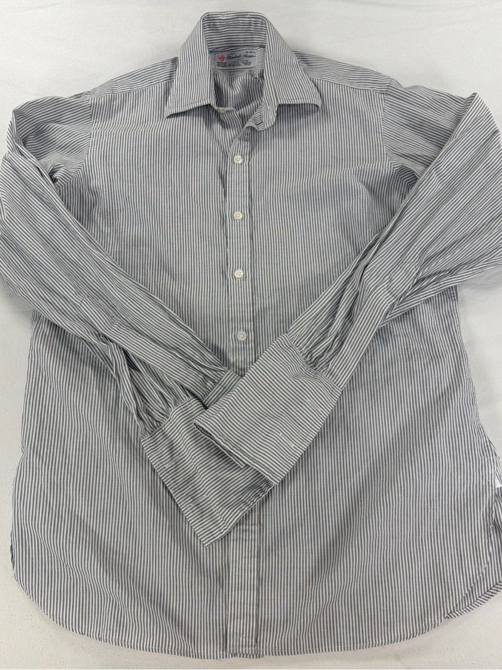 Turnbull & Asser Thin Blue and White Stripe Button-Down Shirt